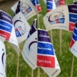 Relay for Life flags in grass