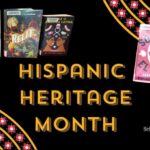 Display of book covers featuring stories for Hispanic Heritage Month