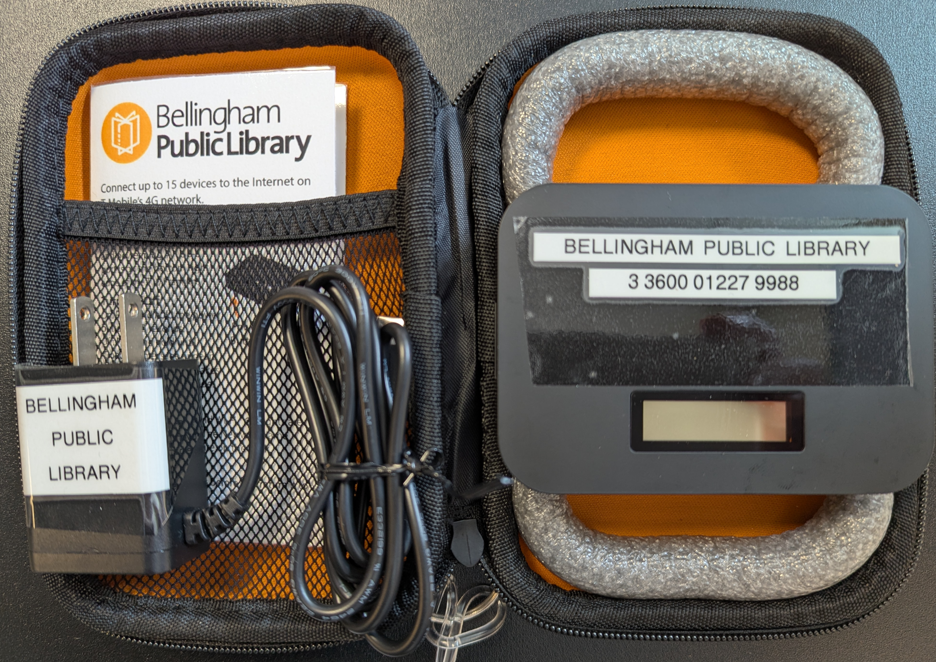 Franklin T10 Cellular Hotspot Kit showing case, hotspot, charger, and charging brick and cord