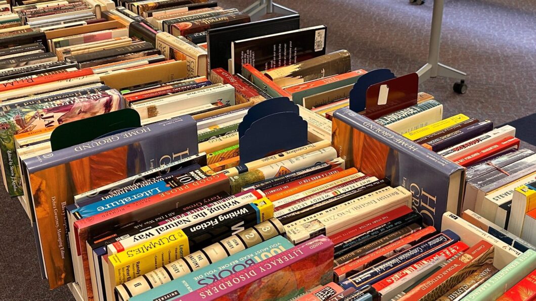 Books for sale on a table