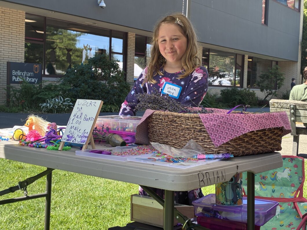 A girl selling handmade items 