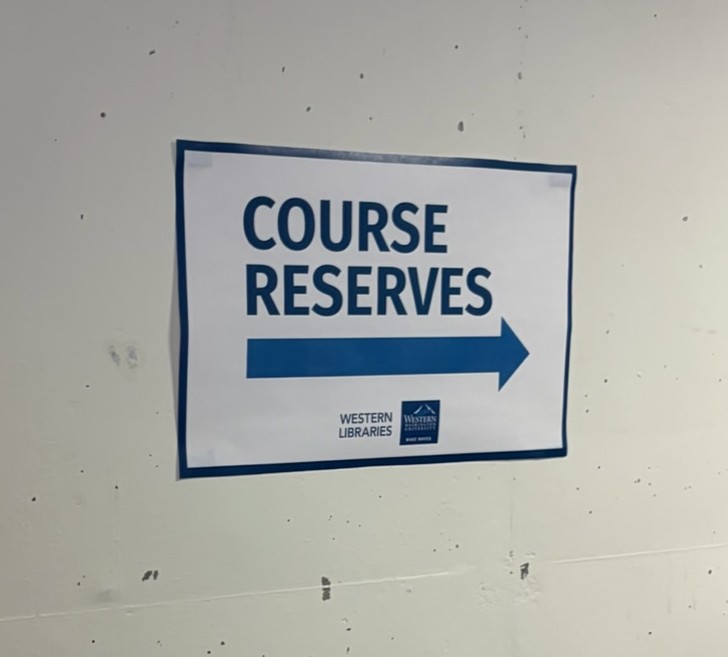 Course Reserves sign on the wall
